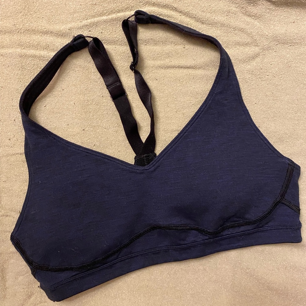Blue heather sports bra